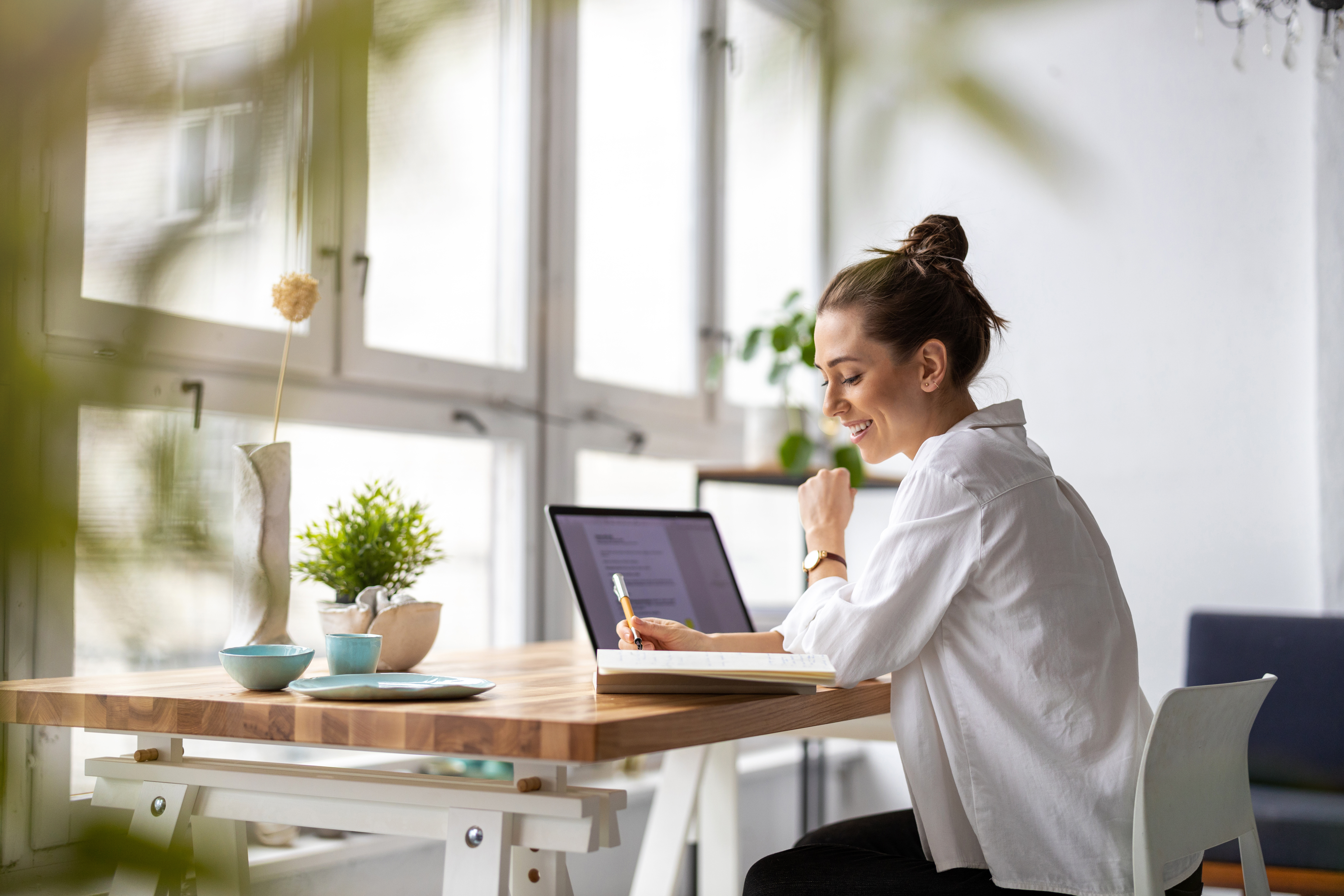 Woman looking at computer