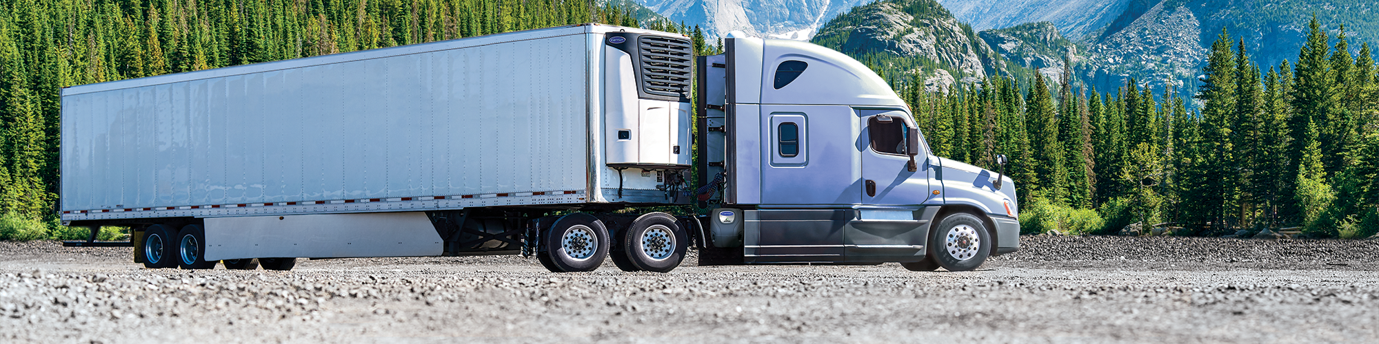 Gray truck trailer road