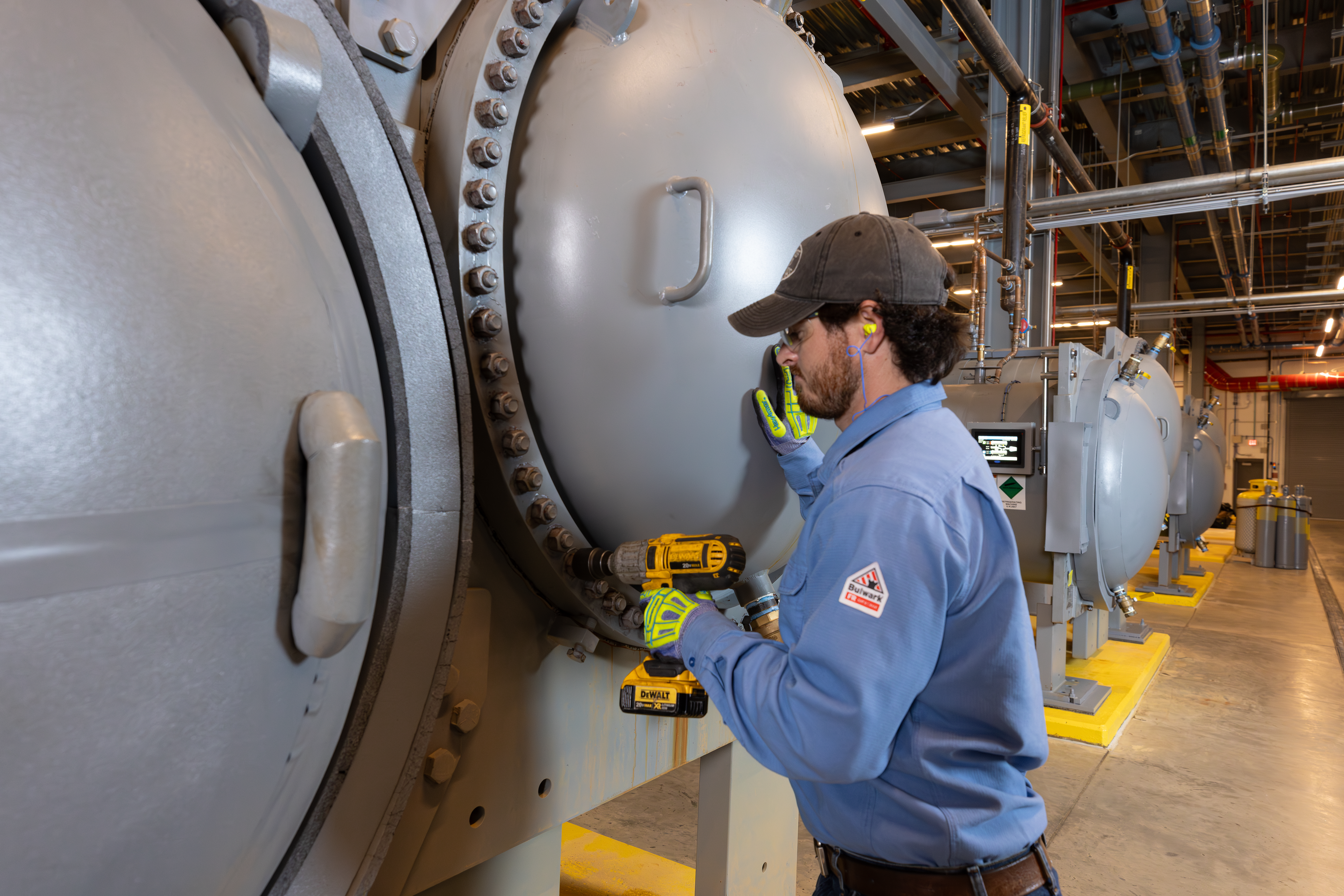 Working looking at HVAC panel