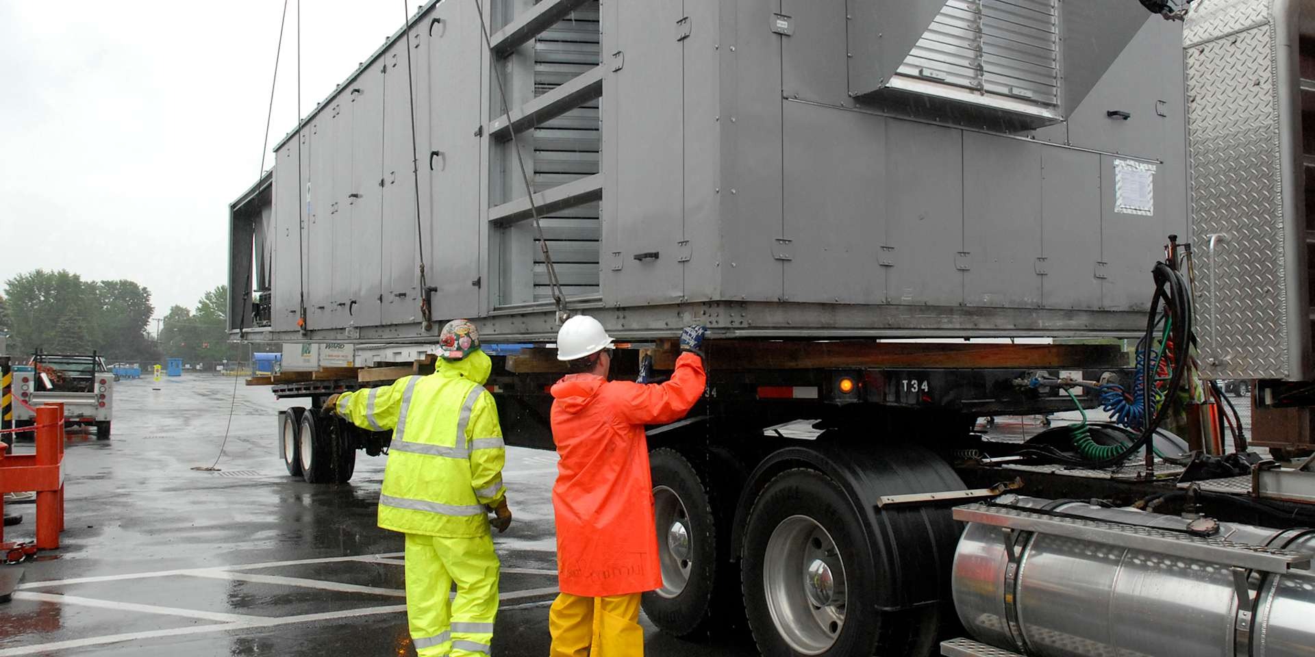 HVAC on lift over building