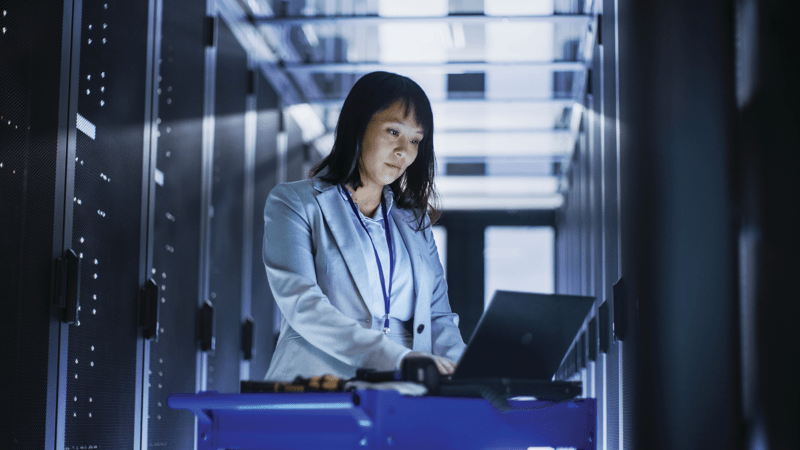 Woman working on laptop
