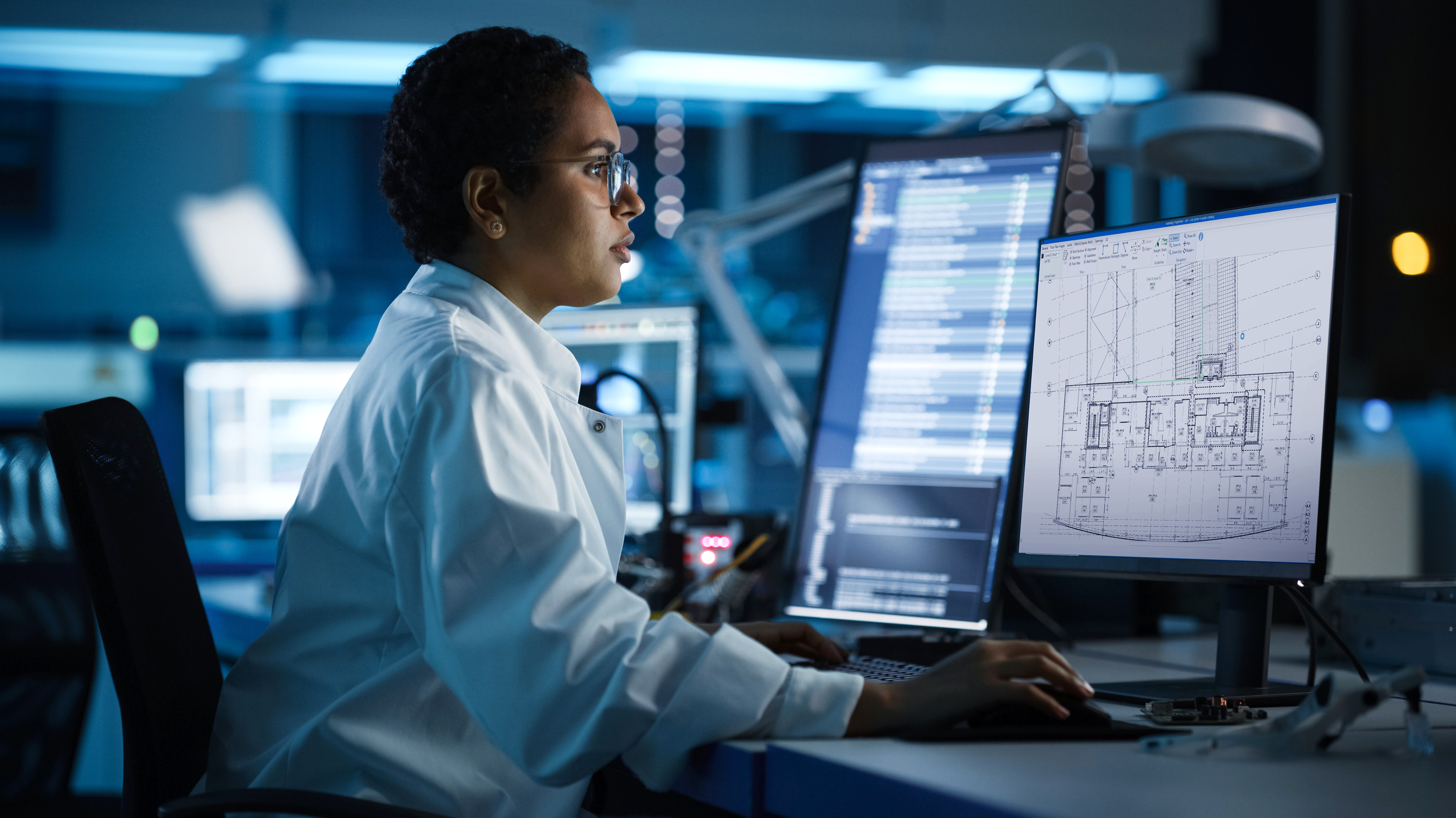 Woman working on Carrier CAD design