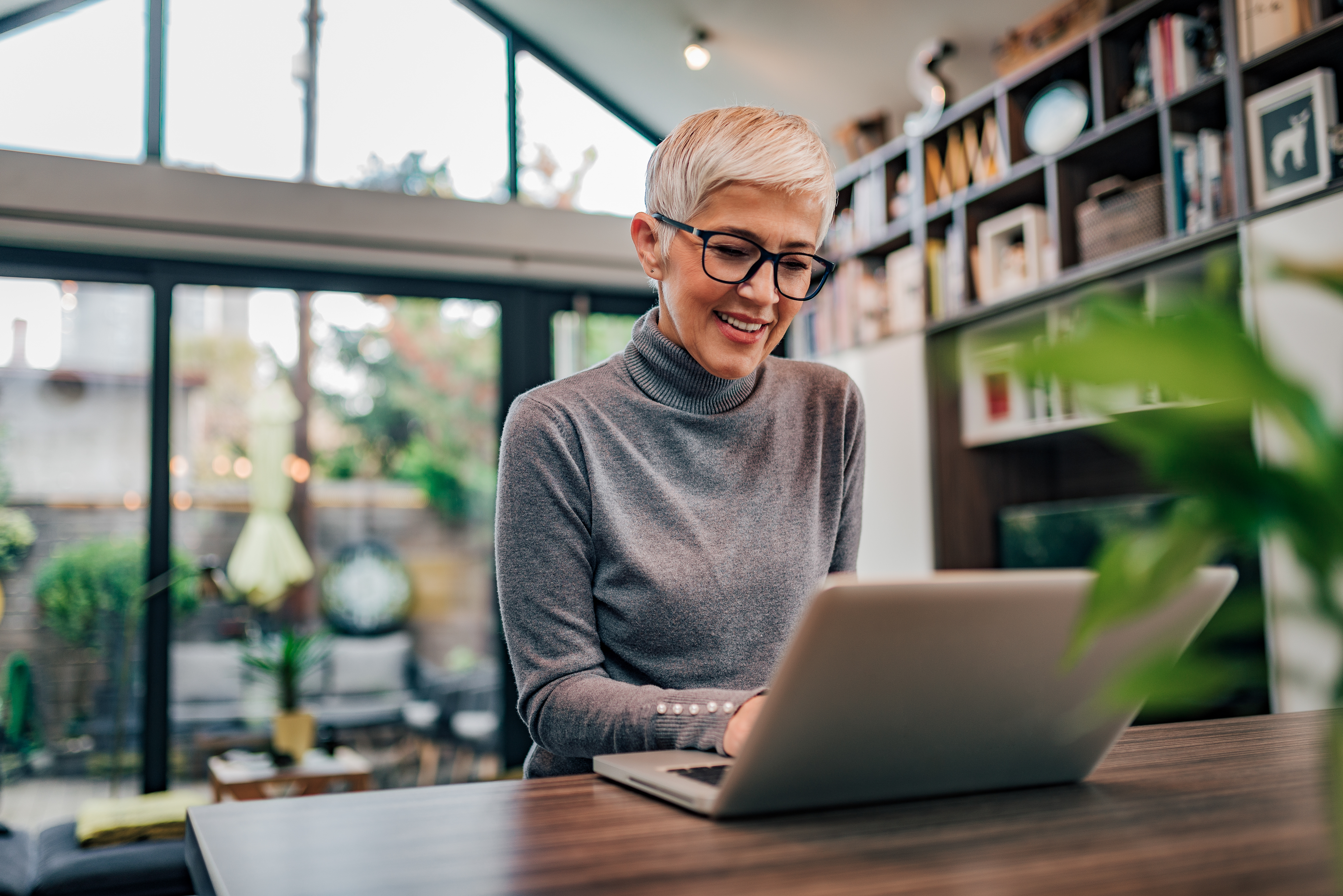 Businesswoman working on laptop