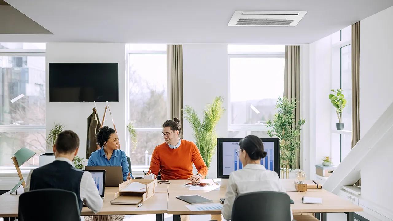 A Carrier VRF cassette installed in an office ceiling