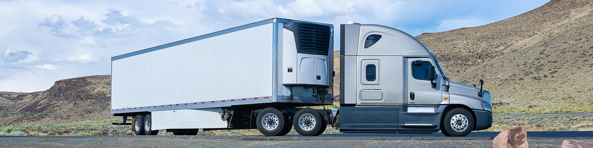 silver semi single temperature trailer truck