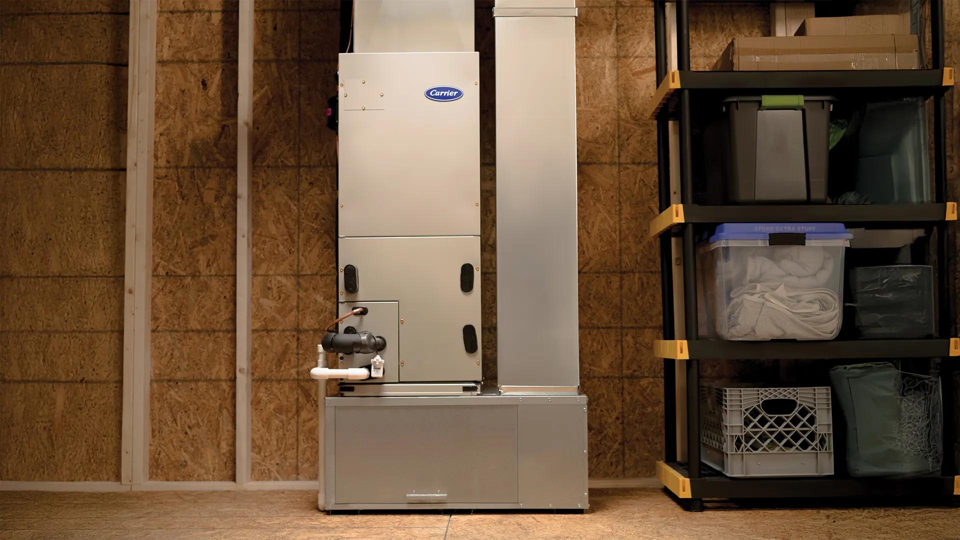 Carrier fan coil installed in a basement