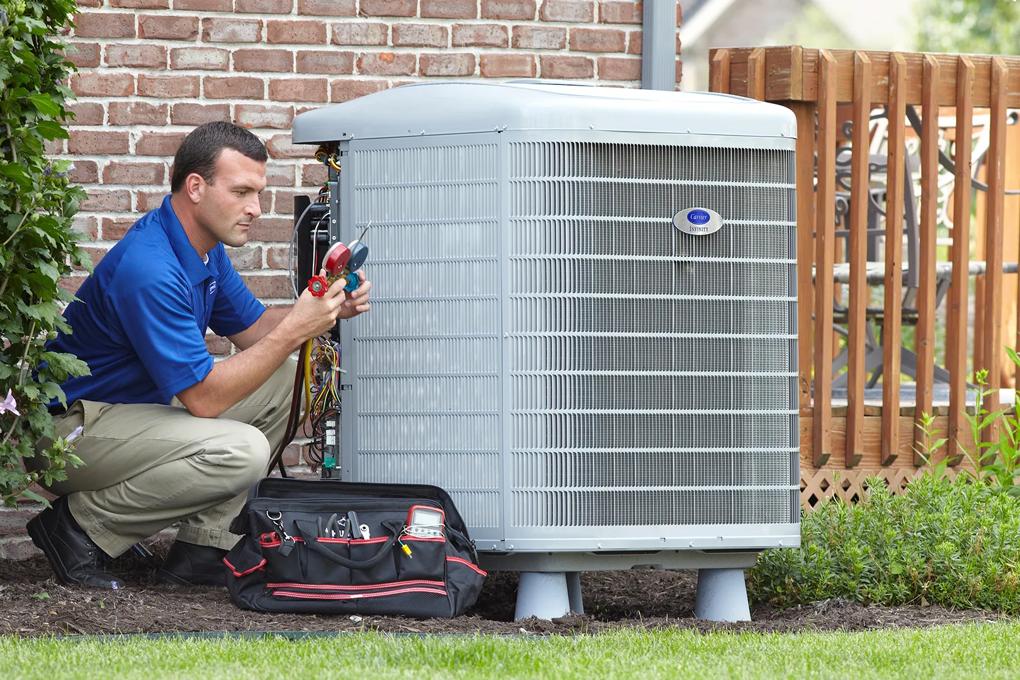 Dealer installing heat pump